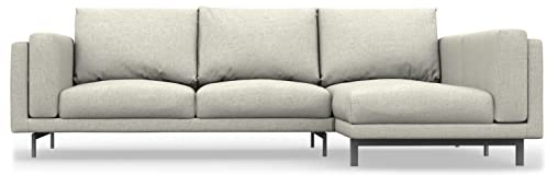 comfortly Nockeby 2-Sitzer-Sofa mit rechter Chaiselongue-Schonbezug, handgefertigt, kompatibel mit Nickelby-Sofa mit Chaiselongue, rechte Seite, nur Bezüge (strapazierfähig, cremefarben)