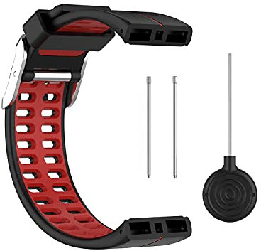 yanghongyua Silikonarmband für Polar V800 GPS, wird mit Werkzeugen und Clips geliefert, Armband mit Metallschnalle für Polar V800 GPS. (Schwarz/Rot)