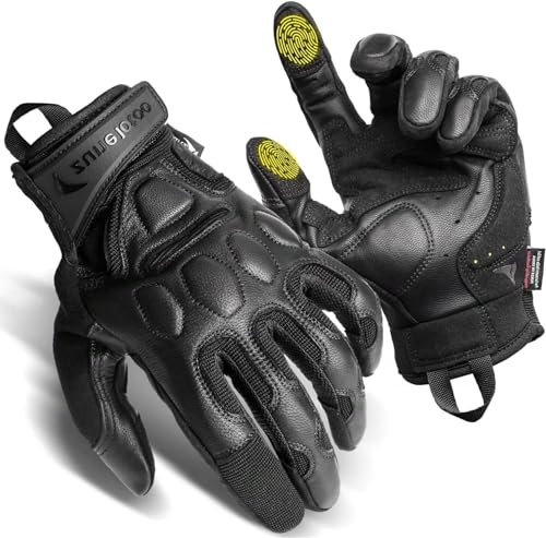Zune Lotoo Taktische Handschuhe, Motorradhandschuhe aus Leder mit Hoher Mobilität, Airsoft Handschuhe Schwarz mit XRD Gepolstertem für Herren Damen Paintball Airsoft Arbeit Motorrad Outdoor(M)