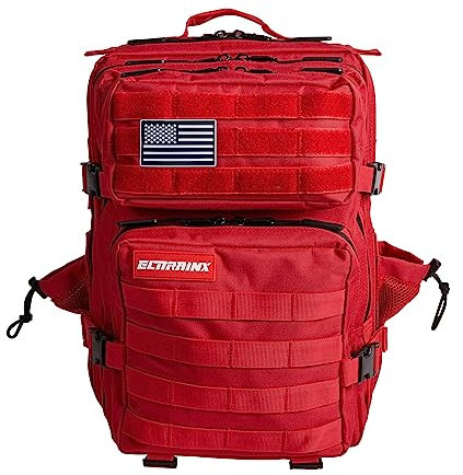 ELITRAINX Zaino tattico militare da 25 litri con bandiera della Spagna impermeabile per sport, cabina di aereo, palestra, attività all'aperto, cross training (rosso)