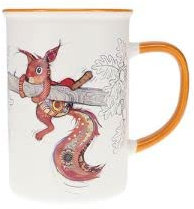 KIUB Mug avec des animaux de la ferme , des bois et des montagnes - motif écureuil sur sa branche- matière porcelaine fine - contenance 360ML