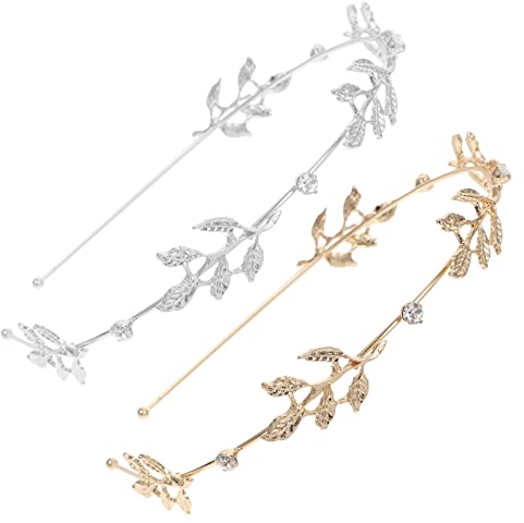 minkissy 2st Blatt Stirnband Kristall Haar Kopfschmuck Für Die Braut Kristall Stirnband Braut Kopfschmuck Diademe Für Mädchen Hochzeit Kopfschmuck Zubehör Legierung Brautjungfer Charmant