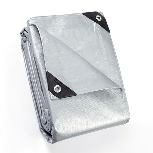 GUARD SHIELD Abdeckplane mit Ösen Wasserdicht 3m x 3m Grau Plane Gewebeplane 160g/㎡ Schutzplane Allzweckplane, Reißfest, UV-stabilisiert, Schimmelresistent