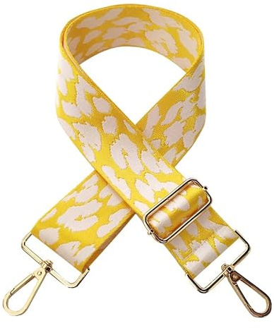 Verstellbarer Taschengurt für Handtaschen 5cm Breit Leopardenmuster Schulterriemen Umhängegurt Taschenriemen Damen Zubehör 80-130cm Schulterriemen für Schultertasche DIY Zubehör für Tasche Gelb