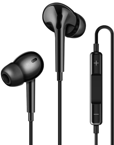 Aolcev Wired Earphones for iPhone In Ear Headphones Earbuds with Mic Noise Cancelling Wired Earbuds HiFi Stereo Volume Control Wired Headset Compatible with iPhone 14/14 Pro Max/13/11/XR/12-Black