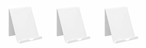 OSCO White Plastic Tablet & Phone Stand, iPad Holder, Book Display, Document Mount, Desk Organiser for Home Office, 18 x 16 x 14.7 cm, 3 Pack