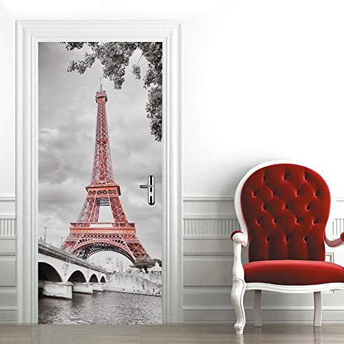 Turm Der Stadt Paris 3D Kreative Türaufkleber 95 X 215 Cm Türtapete Selbstklebend Türposter - Fototapete 3D Effekt Türfolie Poster Tapete Wandtattoo Diy Selbstklebende Wandbild Pvc