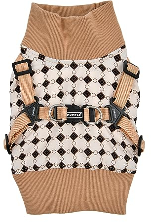 Puppia Jace Jacket Hundegeschirr Pullover Warm Winter Rautenmuster für kleine und mittelgroße Hunde, Beige, Large