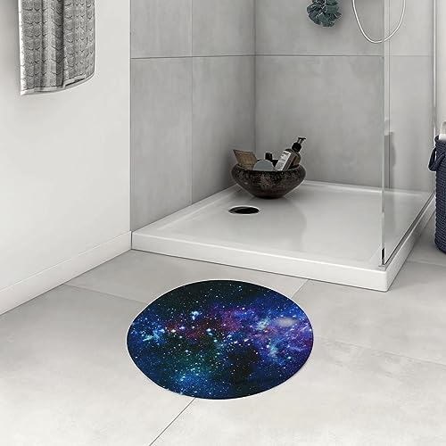 Badezimmerteppich rutschfest Sternenhimmel-Galaxie-Weltraum-Mond-Stern im sternenklaren Nachtuniversum ps Waschbar teppich rund Weich Flauschig Badteppich Weich Kurzflor Mikrofaser Badvorleger 60 cm