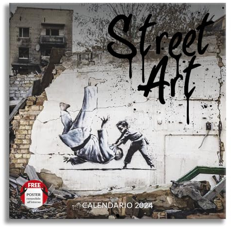 Street Art Wandkalender 2024, ideal für Büro und Zuhause, 12 Monate, 30 x 30 cm + Geschenkposter inklusive.