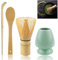 Rierousy Matcha Besen 4-Teiliges Set, Matcha-Schneebesen mit 2 Matcha Löffel, Matcha Whisk,Matcha Tea Set, Teepinselhalter aus Keramik (cyanfarben)