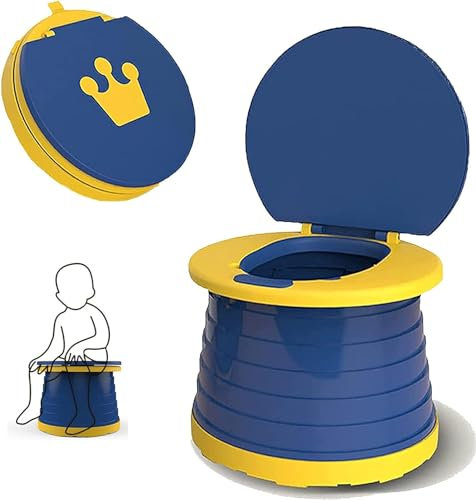 Yoursea Pot de voyage 3 en 1 portable et pliable pour enfants avec un dossier stable et un design léger pour la maison, la voiture avec sacs de nettoyage
