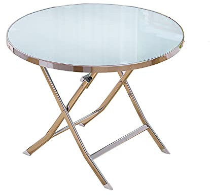 Klapptisch, runder Haushalts-Esstisch/Couchtisch/Freizeittisch/Verhandlungstisch, Outdoor-Camping, Glastisch, Φ60/70/80 cm (C 60 cm)