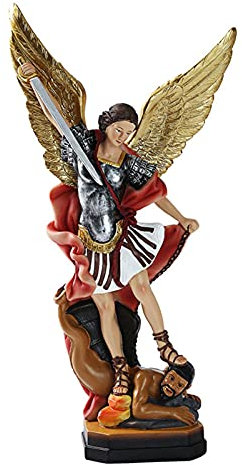 Heilige Michael Statue, Katholischer Bunter Erzengel Kunstharz Kunsthandwerk Engelsskulptur Dekoration Für Religiöse Kirchenornamente