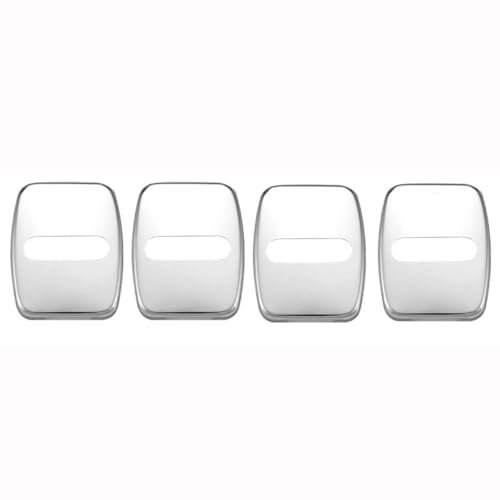 JENGF 4 Stück Autotürschloss-Abdeckung für Skoda Yeti Superb Octavia Fabia Karoq Kamiq Kodiaq,Diebstahl aus Edelstahl Türschlössern Schutz Innenzubehör,A/Silver
