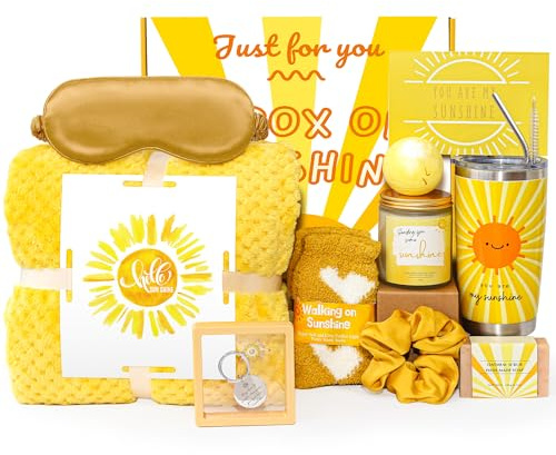 Geburtstags-Geschenkkörbe für Frauen, 11 Stück, einzigartige Genesungsgeschenke, Selbstpflege-Paket, inspirierendes Geschenkset, Spa-Geschenkbox, Senden von Sonnenschein-Themen-Geschenke für sie,