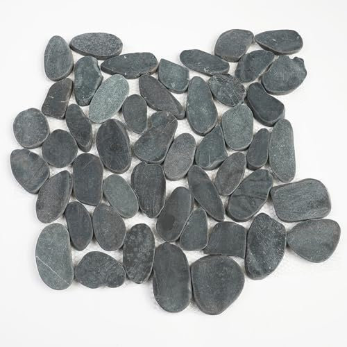 Pebble Tile for Shower Floor, Grey, StoneCreek 12x12 inch Durable for Kitchen Backsplash, Bathroom Floors, Wall Covering, Outdoor Applications – 6 Pieces per Box, Perfect for DIY & Professional Use