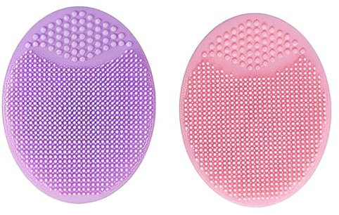 AEIOPRS 2 Pcs Spazzola Pulizia Viso in Silicone Morbido Scrubber Esfoliante e Massaggiatore Anti-età per una Cura Delicata della Pelle Rosa Viola