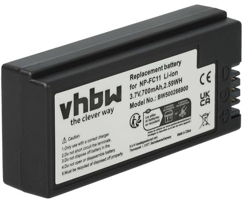 vhbw Batterie Remplacement pour Sony NP-FC10, NP-FC11 pour Appareil Photo (700mAh, 3,6V, Li-ION)