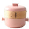 MGHRUE Cocotte Japonaise avec Cuiseur Vapeur, Marmite en Céramique, Cocotte en Terre Cuite, Ragoût À Vapeur, Marmite en Argile pour La Cuisson du Dîner, du Banquet Et De La Fête,Rose,1.5L