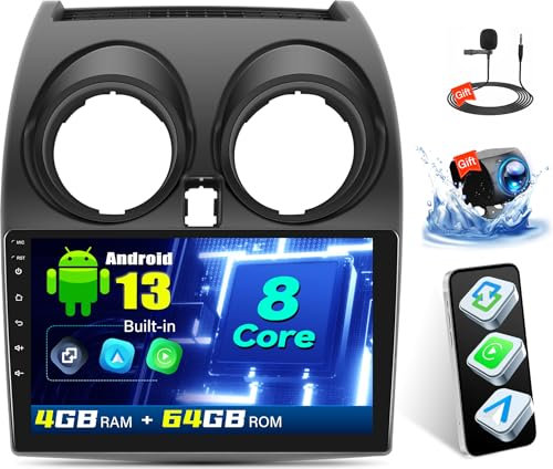 OiLiehu 4+64G 8-Core Android 13 Car Stereo for Nissan Qashqai 1 J10 2006-2013 with Wireless CarPlay Android Auto, 9'' IPS Touchscreen with WiFi Mirror Link Bluetooth FM RDS DSP EQ SWC + Backup Camera