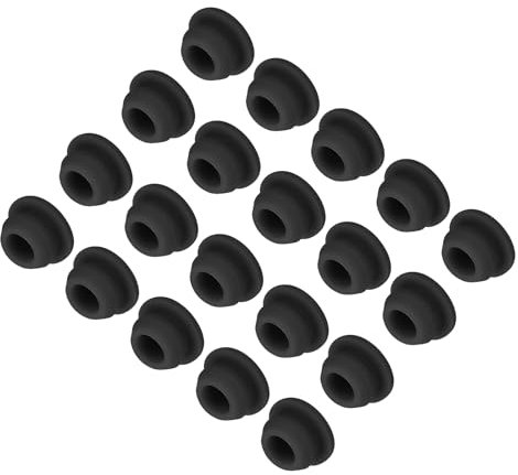 QUARKZMAN 20Pcs Cache Trou Meuble Bouchon Silicone 8mm Diamètre de Montage Noir Largeur de Rainure Étroite 2mm Joint de Panneau Rond pour Cloisons de Cuisine, Bouchons d'Étanchéité