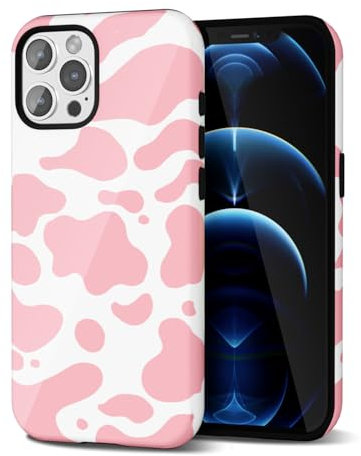 Svanove Cow Print Phone Case for iPhone 12 Pro Max Case Girly Trendy Pattern, Retro Cool Animal Print, Luxury Cute Case for Women Girl, Glossy Aesthetic Y2k Hard Shell Plastic Slim Cover, Pink