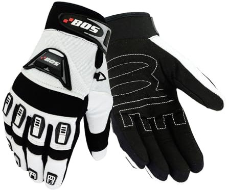 WMW WALI MOTO WEAR Motorradhandschuhe Fahrrad Sport Gloves Sommer Motorrad Handschuhe Vollfinger Fahrradhandschuhe Männer Kompatibel MTB Handschuhe für Herren Damen (White, M)