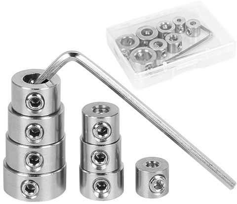 9Pcs Drill Bit Depth Stop Collar Ring 3/4/5/6/7/8/9/10mm Stainless Steel | Drill Depth Stop Collars Woodworking Drill Bit Limit Rings with Allen Wrench Spacing Ring Positioner Locator Set