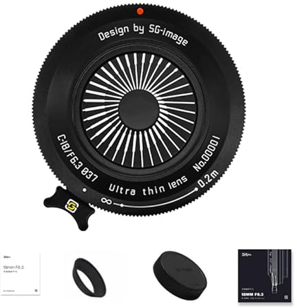 SGimage - Obiettivo per fotocamera F6.3, ultra sottile, 18 mm, obiettivo Pancake per montaggio NZ, leggero, 76 g, messa a fuoco manuale, grandangolare, lunghezza focale fissa, con corpo in metallo,