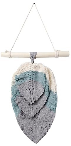 Aorwh Mehrfarbige BlattföRmige Makramee-Wandbehang-Baumwollweberei, Handgefertigte Wanddekoration für Schlafzimmer, Heimdekoration C