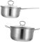 HOLIDYOYO 2pezzi Pentola Acciaio Inossidabile per Cucina Pratico per Latte e Zuppe Design Antileakage Adatta per Induzione e Cottura di Noodles