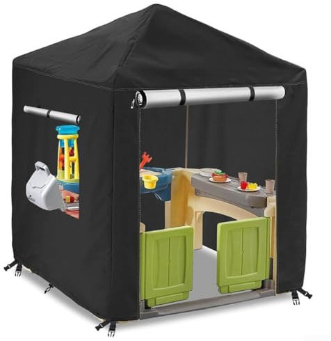 Play Houses for Outdoors Cover, Cover for Playhouse 420D Oxford Cloth Waterproof UV-Proof Dust-Proof Kids Playhouses for Garden Cover with Drawstring(A)