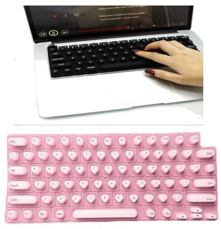 KUAUTD Keyboard Film for Nail Art, Full-Size, Silicone Raised Keyboard Protective Cover for Long Nails, Pink
