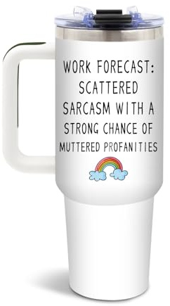 DUUV Humorous Insulated Travel Mug with Sarcastic Text, 24 oz, White
