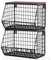 Fruit Basket 2pcs for Kitchen Wire Storage Baskets with Wood Lid & 6 Hooks Stackable or Wall-mounted & Countertop Tiered Kitchen Storage for Fruit,Snacks and Vegetables,Black
