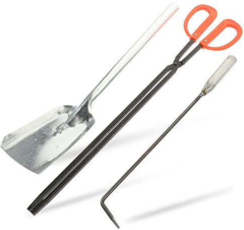 Cabilock 1 Satz Feuerwerkzeuge fireplace tools kaminwerkzeug Feuerstelle Werkzeug Set die pochers Kaminbesteck Zubehör für Lagerfeuer Herd Kamin Feuerhaken Schaufel mit langem Griff Plastik