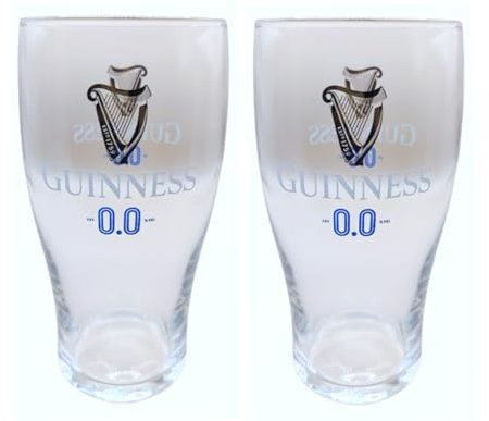 Guinnes Bierglas, 0,0 Pint-Glas, 590 ml, alkoholfrei, 2 Stück