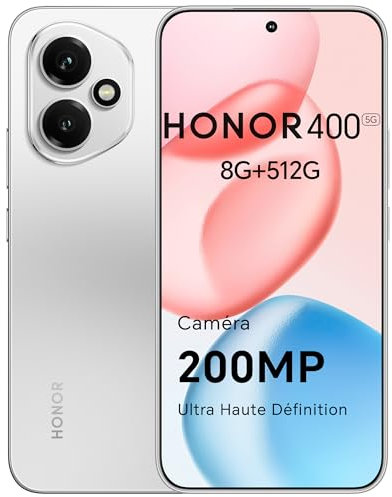 HONOR 400 Smartphone 5G Dual SIM NFC, 8GB/512GB, 200MP con AI fotografica, 6.55 pollici AMOLED Eye-Care Display 5000nit, 5300 mAh, Snapdragon 7 Gen 3, Android 15, Meteor Silver, [Versione italiana]