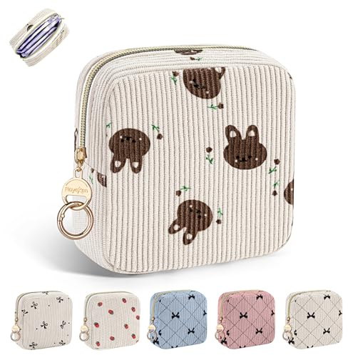 Binden Aufbewahrungtasche Hygienebeutel für Damenbinden Tasche für Binden und Tampons Perioden Taschen für Unterwegs Slipeinlagen Mädchen Notfallset Erste Periode Schule Geschenke(Kaninchen)