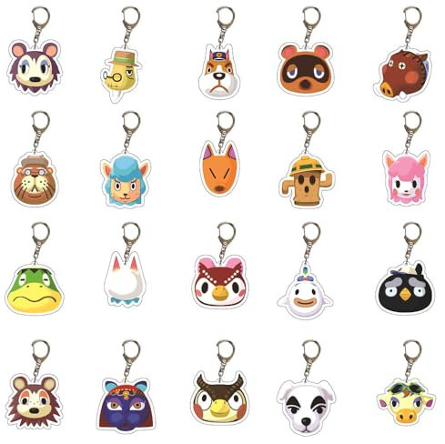 Animal Crossed Porte-clés En Acrylique Chaîne Pour Figurines Mignonnes - Multicolore, 20 Pièces