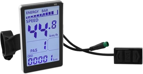 E-Bike-LCD-Display, 5-poliger E-Scooter M5-Panel-Meter Bildschirm mit wasserdichtem Anschluss, E-Bike-Anzeige, Messgerät, Bedienfeld-Bildschirm, geeignet für 31,8-22,2-mm-Lenker-Elektrofahrrad (Nr. 2