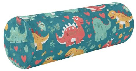 SyXIOP Dekoratives Nackenkissen mit Dinosaurier-Bauhaus-Motiv, dekoratives rundes Kissen für Stuhl, mit Reißverschluss, cojin para el cuello