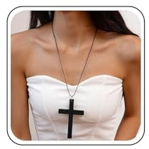 Xduargs Boho Große Kreuz Halskette Vintage Holzkreuz Anhänger Halskette Vintage Kruzifix Religiöse Halsketten Kette Gothic Jesus Kruzifix Halsketten Für Frauen (schwarz)