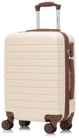YONSLY Reisekoffer Trolley Rollkoffer Handgepäck Set, Kabinenkoffer, Hartschalenreisekoffer Koffer Suitcase mit 4 Rollen 360°, Zahlenschloss, Weicher Gummigriff (M, Elfenbeinweiß)