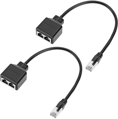QWORK® 2 Piezas RJ45 Ethernet Splitter Divisor Etherne, Divisor Ethernet LAN de 1 Macho a 2 Hembra para Cat5/5e/6/7/8