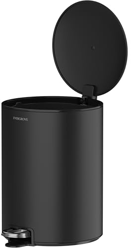 EverGrove 12 L Edelstahl-Treteimer, Absenkautomatik, Matte Black | Herausnehmbarer Inneneimer, Deckel bleibt bei Bedarf offen; 30 x 25 x 35 cm für Bad, Schlafzimmer und Arbeitszimmer.