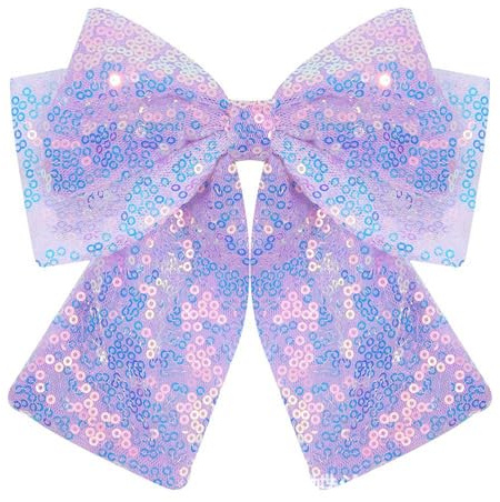 Glimbely Glitter Hair Bow 6 Inch Sequin Bow Clip Sparkly Party Hairpin Hair Accessory for Women and Girls (Purple)