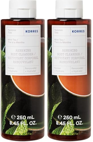 KORRES MINT TEA Revitalisierendes Duschgel mit aktiv Aloe-Vera und belebendem Minz Duft, zum Duschen, Baden und Rasieren, dermatologisch getestet, vegan, silikon- und parabenfrei, 250 ml