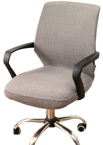 Domidekor Stuhlhussen für Bürostuhl – Hussen für Office Chair Beige – Stuhlbezug für Drehstuhl – Bezug für Computerstuhl – Überzug für Schreibtischstuhl – Husse für Bürosessel – Fischgrät Jacquard